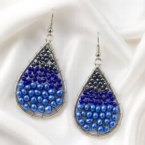 Colorful Beaded Teardrop Earrings – Lightweight Statement Style Fashion Jewelry